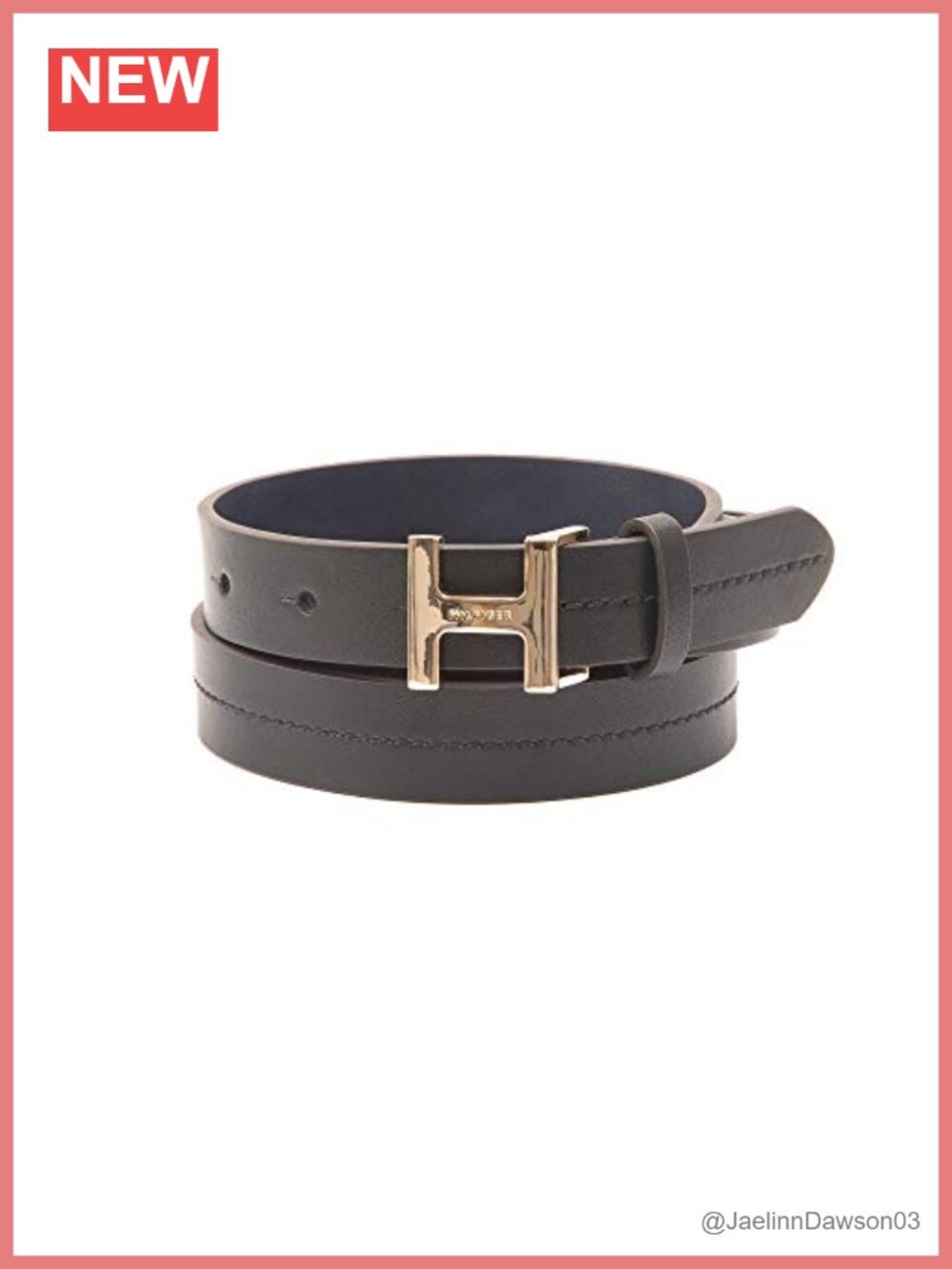 100% Leather Slim 1 Inch H Monogram Buckle Casual Belt for Jeans